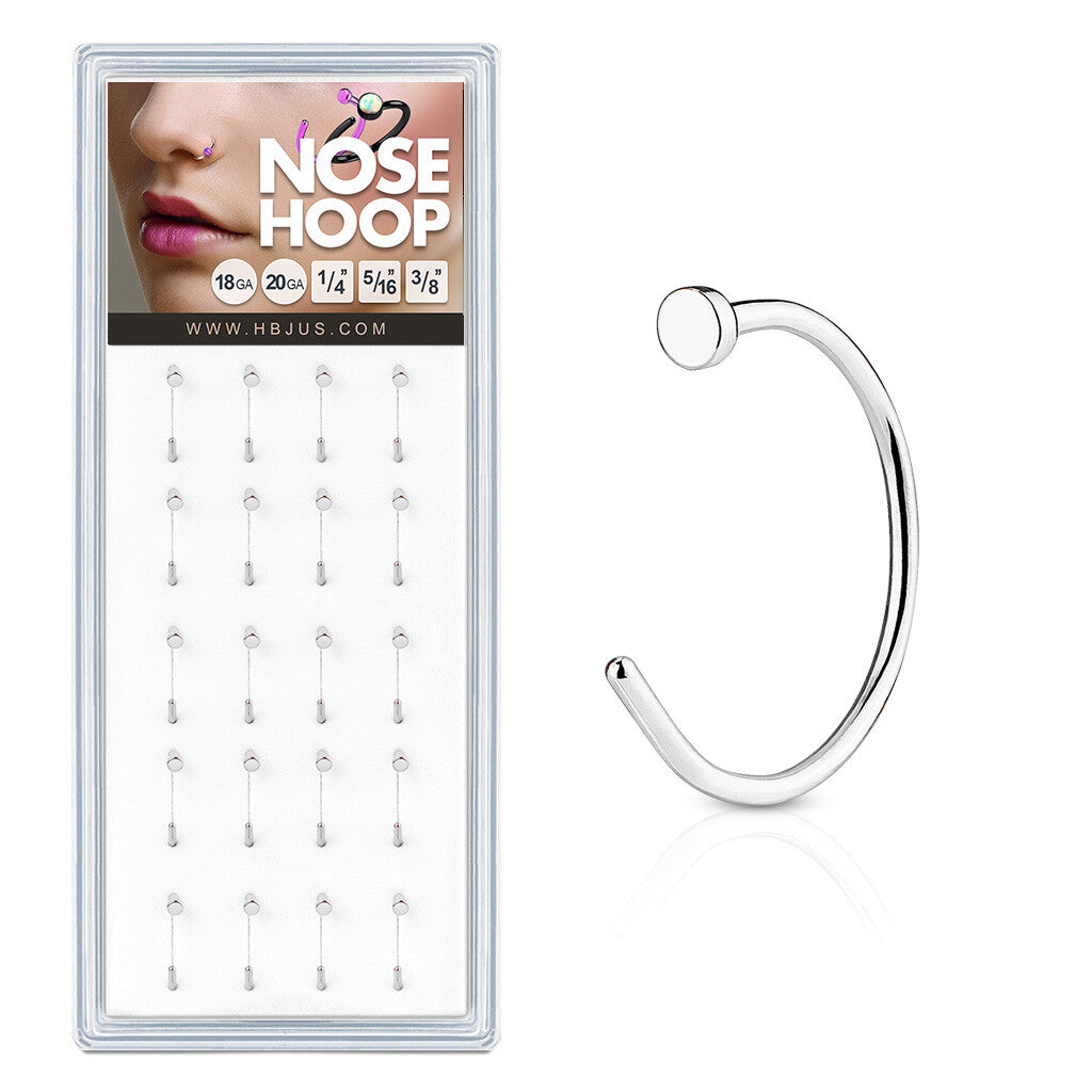 316L Surgical Steel Flat End Nose Hoop Rings