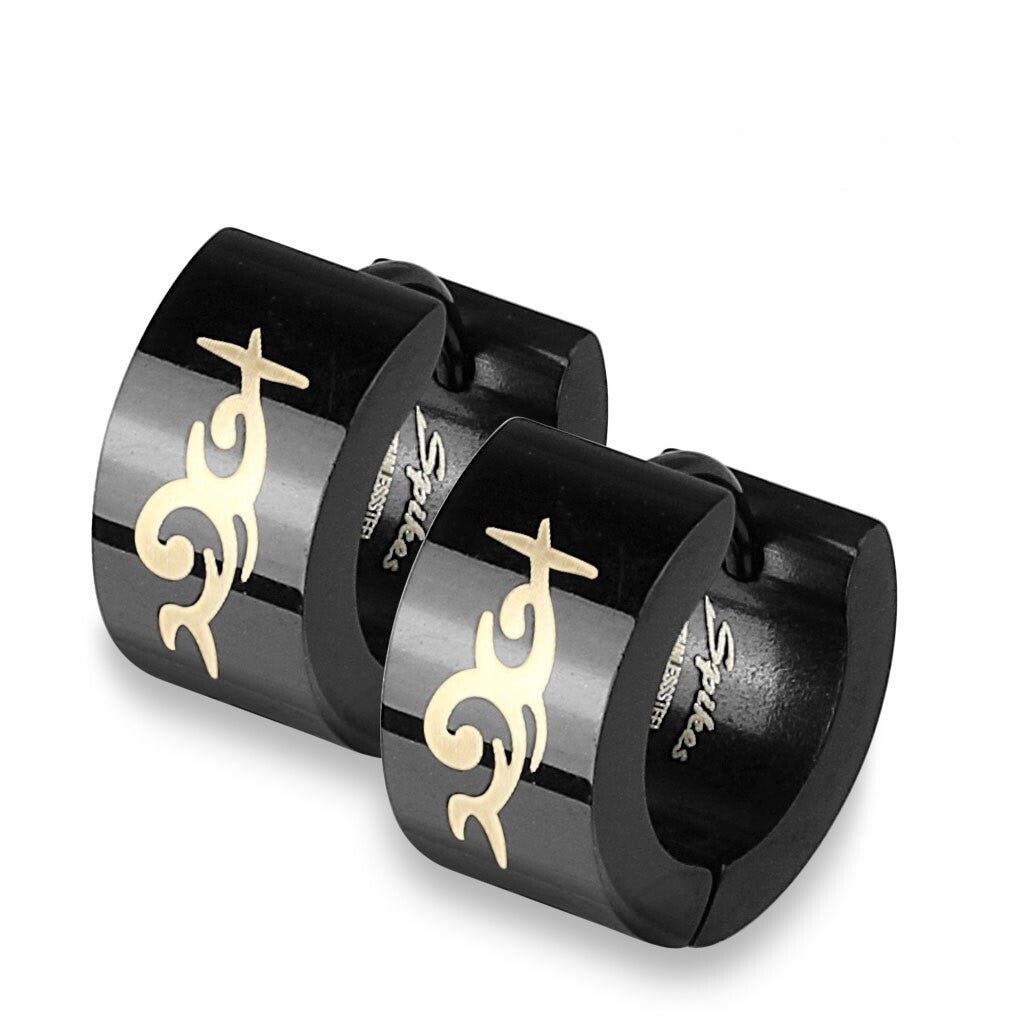 316L Surgical Steel Pair of 316L Stainless Steel Black Hinged Hoop...
