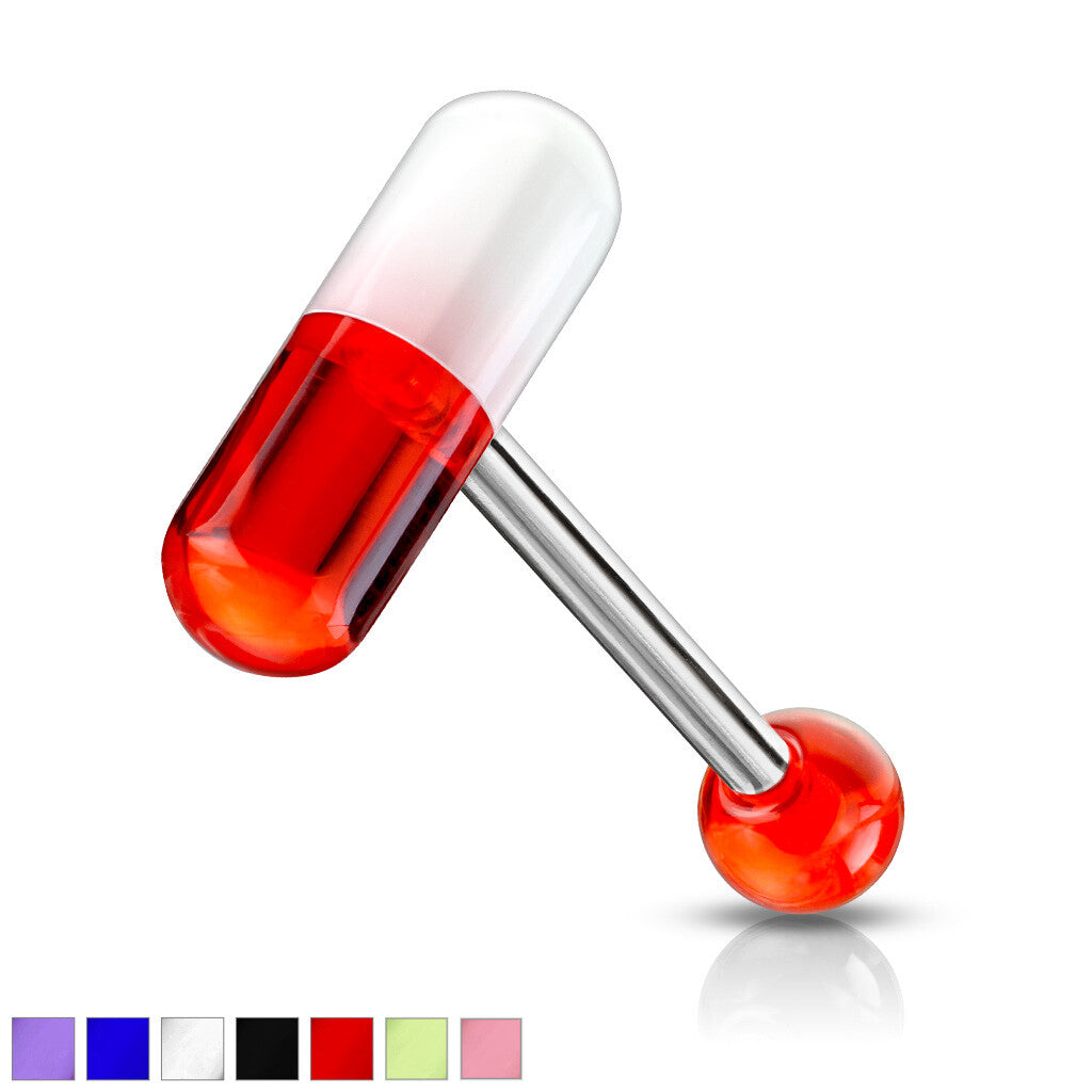 316L Surgical Steel Acrylic 2-Color Pill Barbell