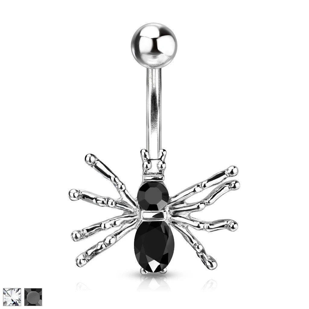 316L Surgical Steel 316L Surgical Steel CZ Spider Belly Button Ring