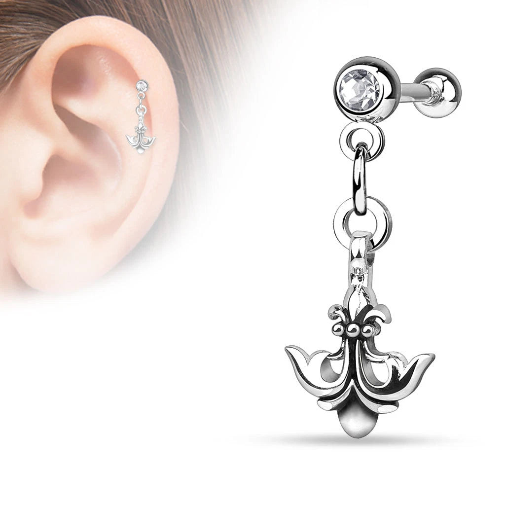 316L Surgical Steel Anchor Dangle on Jeweled Ball 316L Surgical Steel...