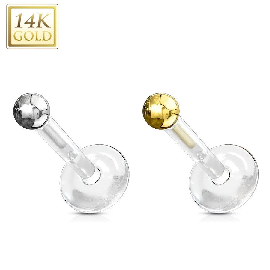 14KT Gold 14K Gold Ball Top PTFE Flex Shaft Labret/Monroe