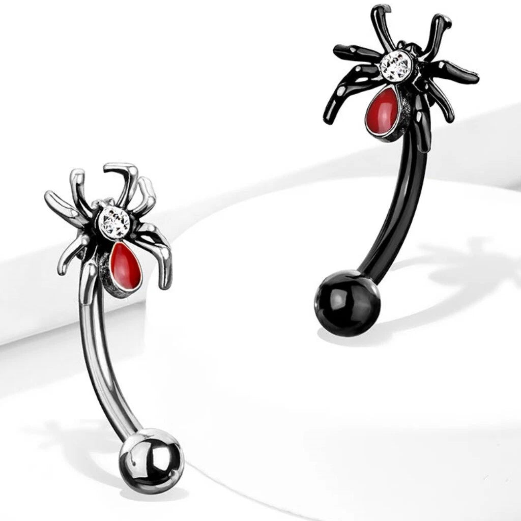 316L Surgical Steel 316L Surgical Steel Crystal Set Red Spider Curved...