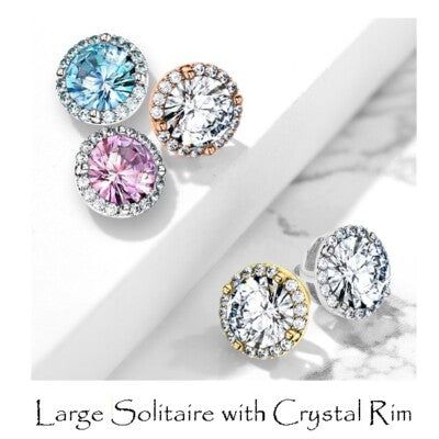 316L Surgical Steel Round Prong Set CZ Center with CZ Around Internal...