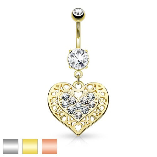 316L Surgical Steel 316L Surgical Steel Tribal Heart Filigree Edged...