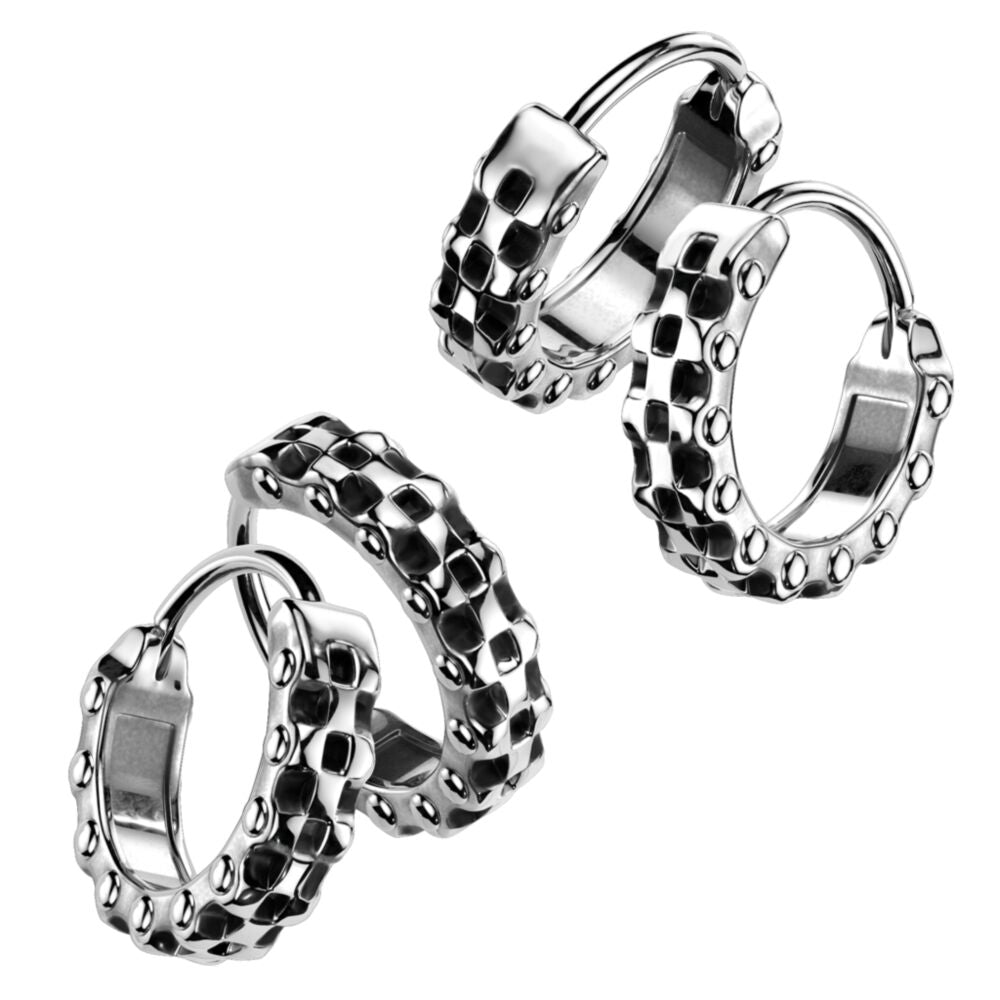 316L Surgical Steel Pair of 316L Stainless Steel Hinged Bike Chain Earrings