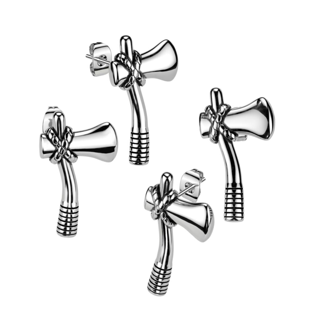 316L Surgical Steel Pair of 316L Stainless Steel Axe Earrings