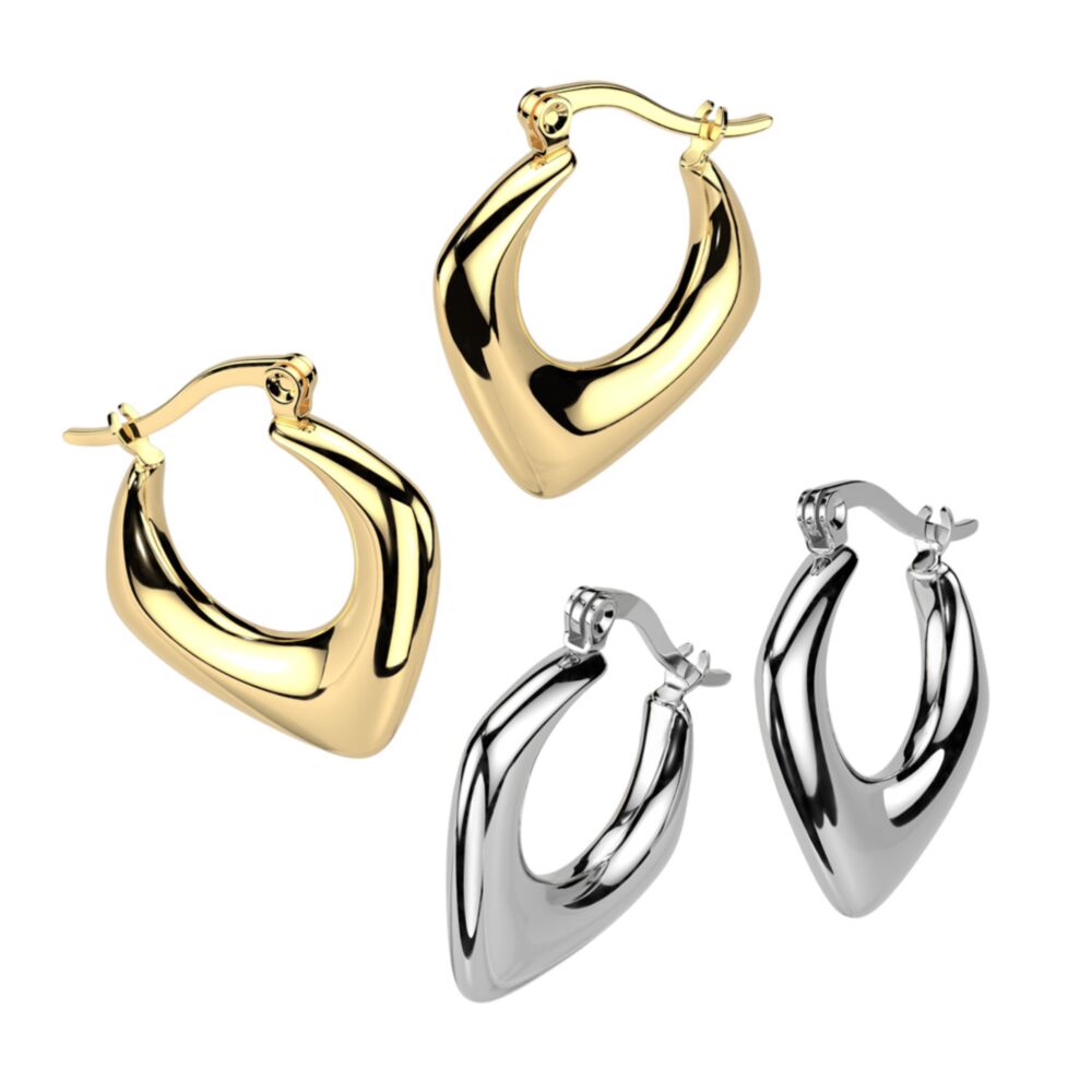 316L Surgical Steel Pair of 316L Stainless Steel 3D Diamond Shaped...