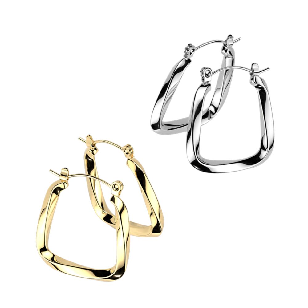 316L Surgical Steel Pair of 316L Stainless Steel Geometric Twisted...