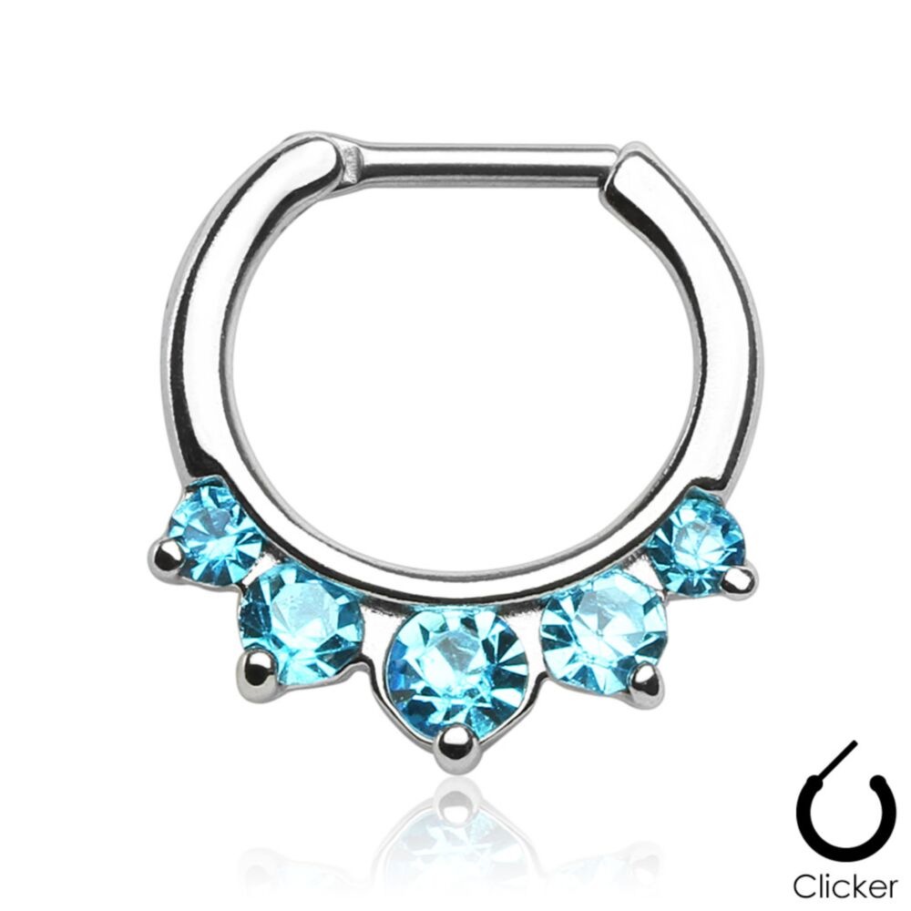 316L Surgical Steel Five Pronged CZs 316L Surgical Steel Septum Clicker...
