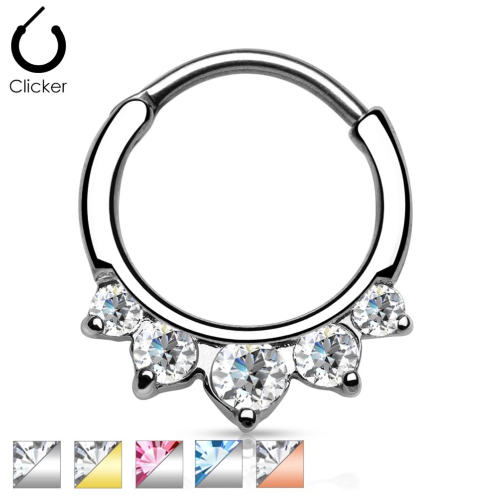 316L Surgical Steel Five CZ Set Round Top 316L Surgical Steel Nose...