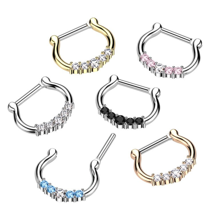 316L Surgical Steel Five-Gems 316L Surgical Steel Septum Clicker Ring