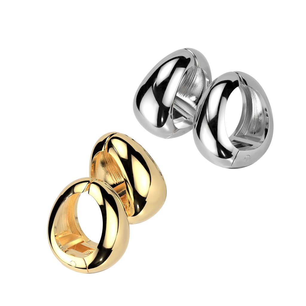 316L Surgical Steel Pair of 316L Stainless Steel Wide Oval Non-Piercing...