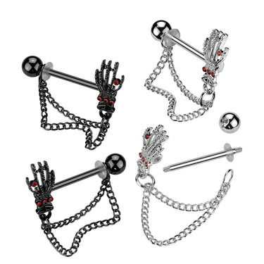 316L Surgical Steel Pair of 316L Surgical Steel Nipple Barbell With Red...