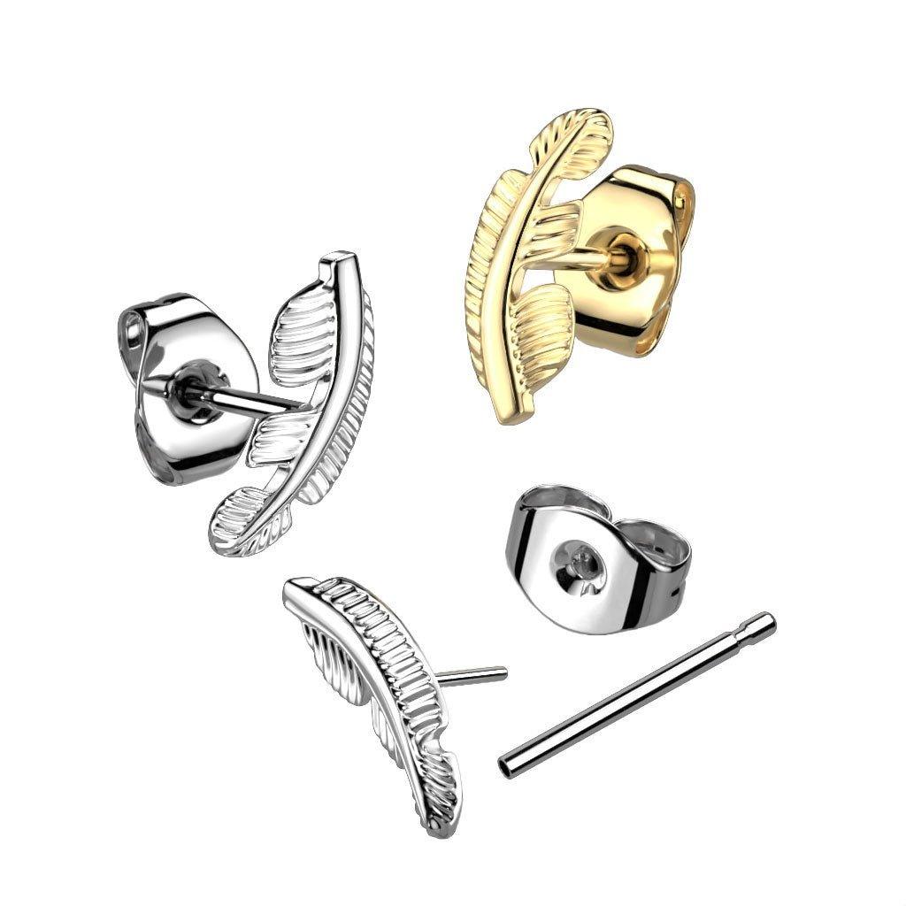 1pc Implant Grade Titanium Threadless Push in Leaf Top Earring Stud