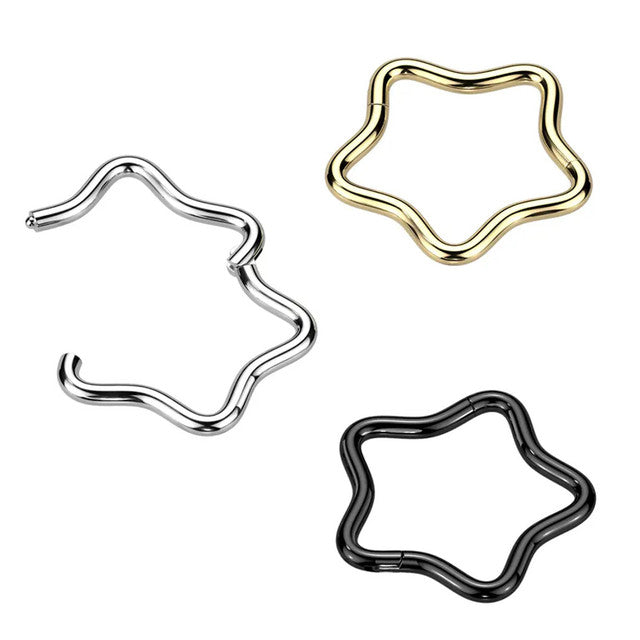 ASTM F136 Titanium Implant Grade Titanium Star Hinged Segment Hoop Ring