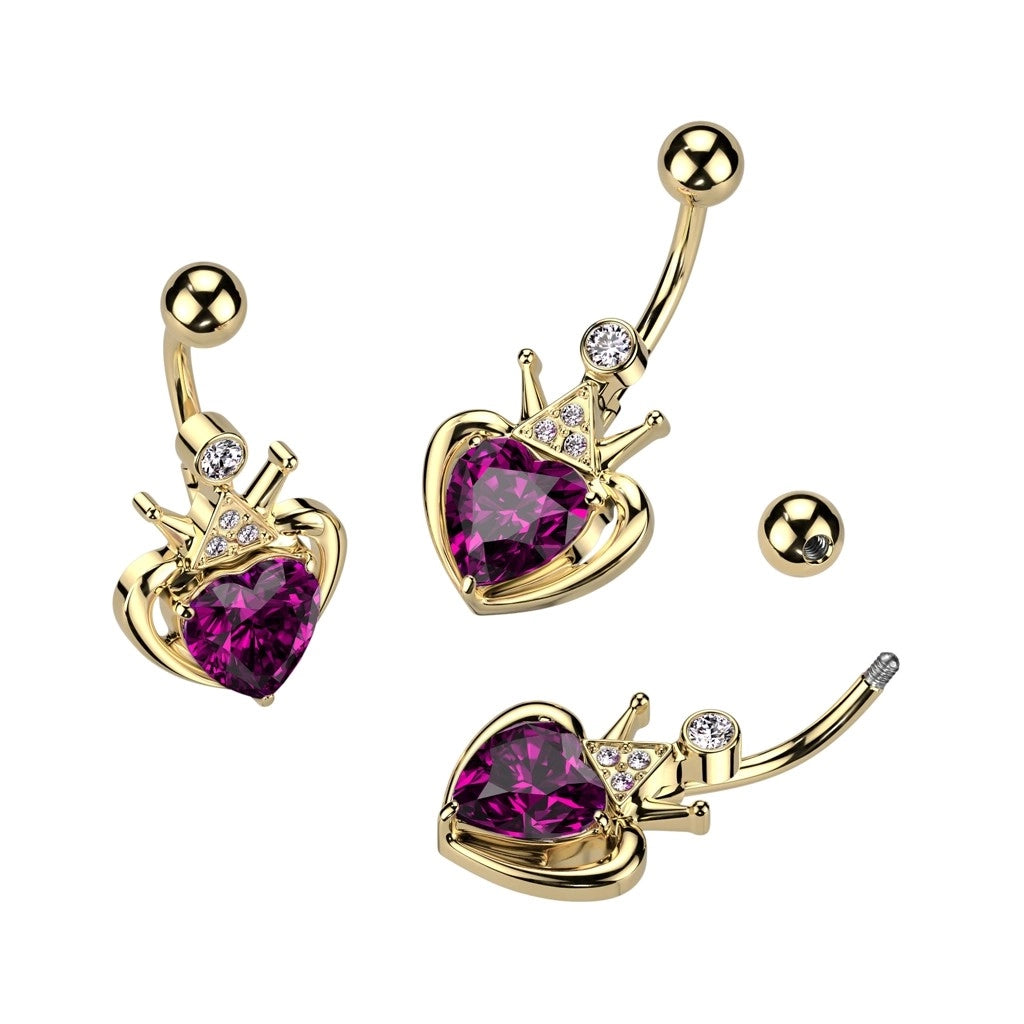 316L Surgical Steel Gold PVD Over 316L Surgical Steel Belly Button Ring...
