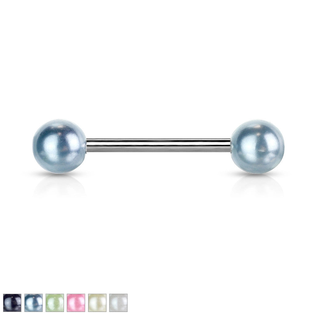 316L Surgical Steel Pearlish Coat Acrylic Balls 316L Surgical Steel Barbell