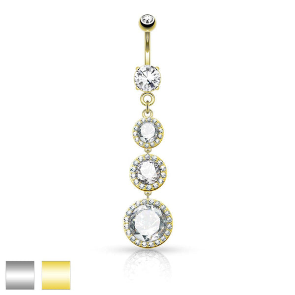 316L Surgical Steel 316L Surgical Steel Triple CZ Paved Around Large CZ...