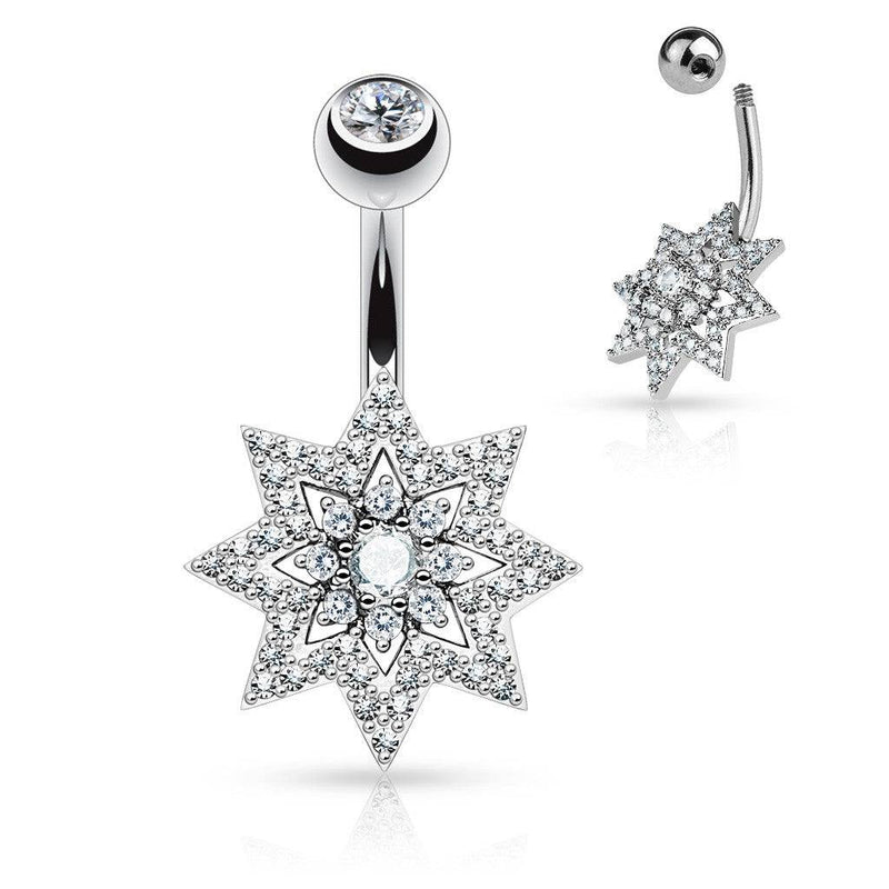 316L Surgical Steel 316L Surgical Steel Micro Pave CZ Sunburst With...