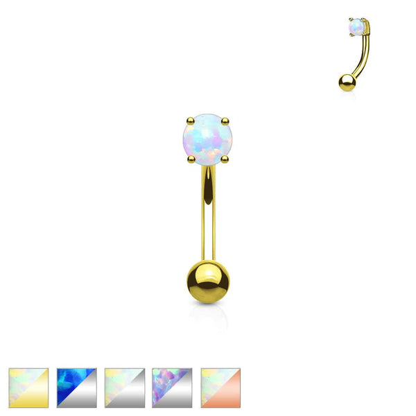 316L Surgical Steel 3mm Opal Prong Set Top 316L Surgical Steel Eyebrow...