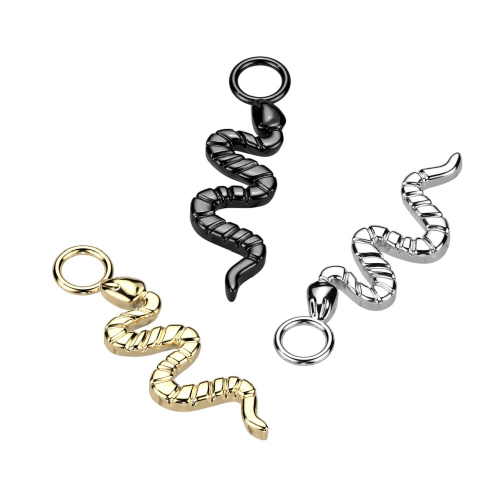Implant Grade Titanium Dangle Snake Charm for Hoops, Studs and More