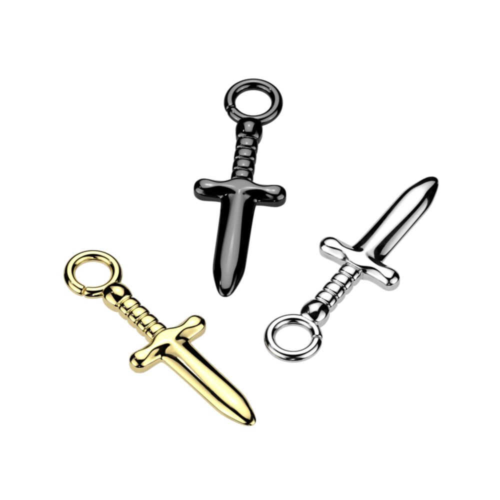 Implant Grade Titanium Dagger Dangle for Hoops, Studs and More