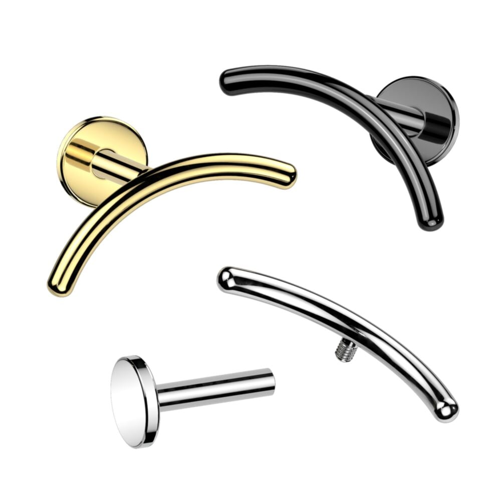 Implant Grade Titanium Internally Threaded Labret With Rounded Curved Bar Top