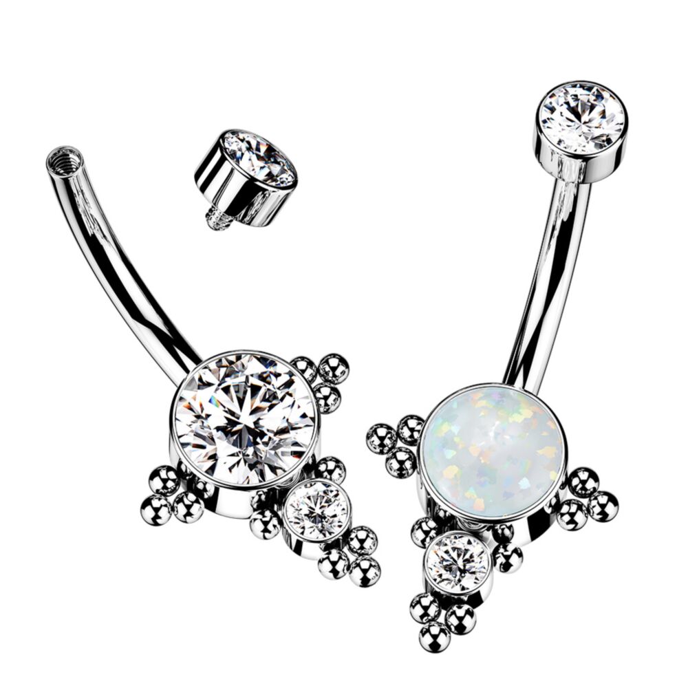 Implant Grade Titanium Internally Threaded Bezel Set Top and CZ or Opal...