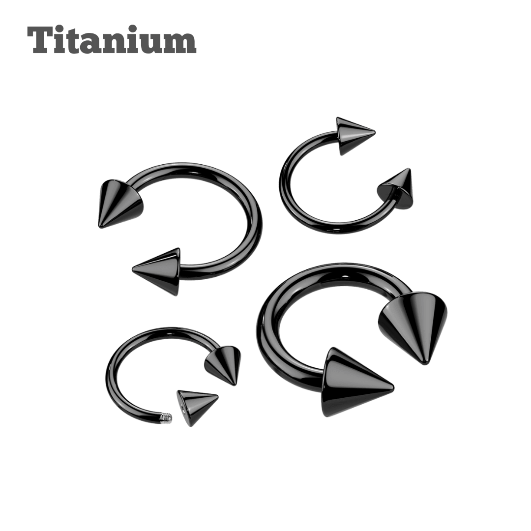 Black Titanium IP Over 316L Surgical Steel Circular Barbell with Spikes