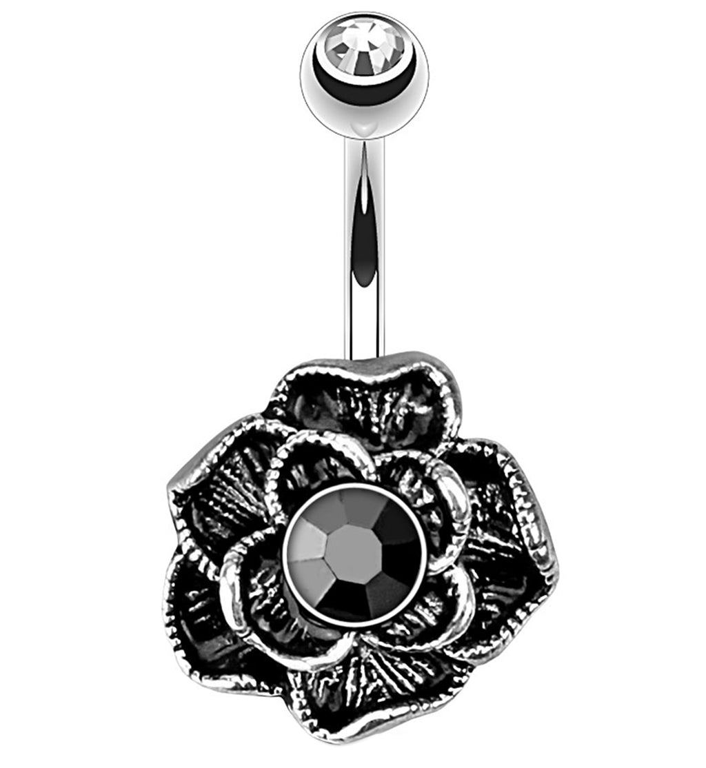 316L Surgical Steel 316L Surgical Steel Flower Vintage Hematite Gem...